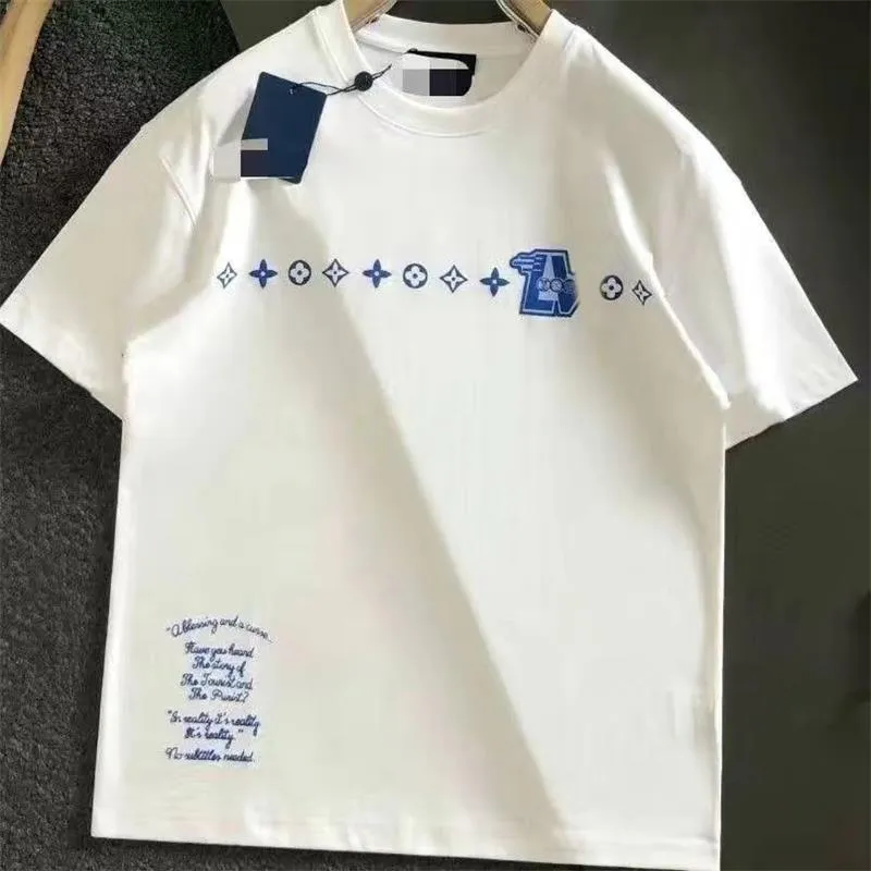 2024 Summer New Mens Casual Short Sleeve T-shirt Blue Monogrammed Fusion T-shirt Fashion Luxury Street Clothing for Men and Women