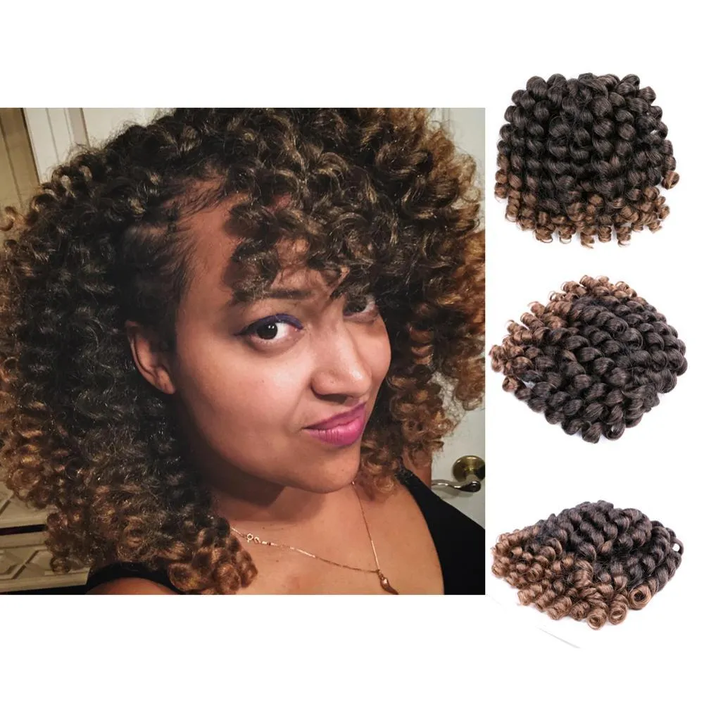 Jamaican Bounce Crochet Braid Hair Pre-looped Jumpy Wand Curl Twist Synthetic Hair 8 Inch