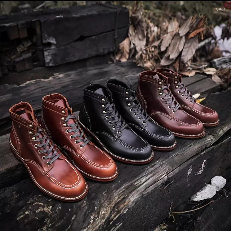 Botas japonesas outono de outono de alta qualidade masculino de couro de vaca sapatos vintage britânicos festrias no tornozelo deserto motocicleta