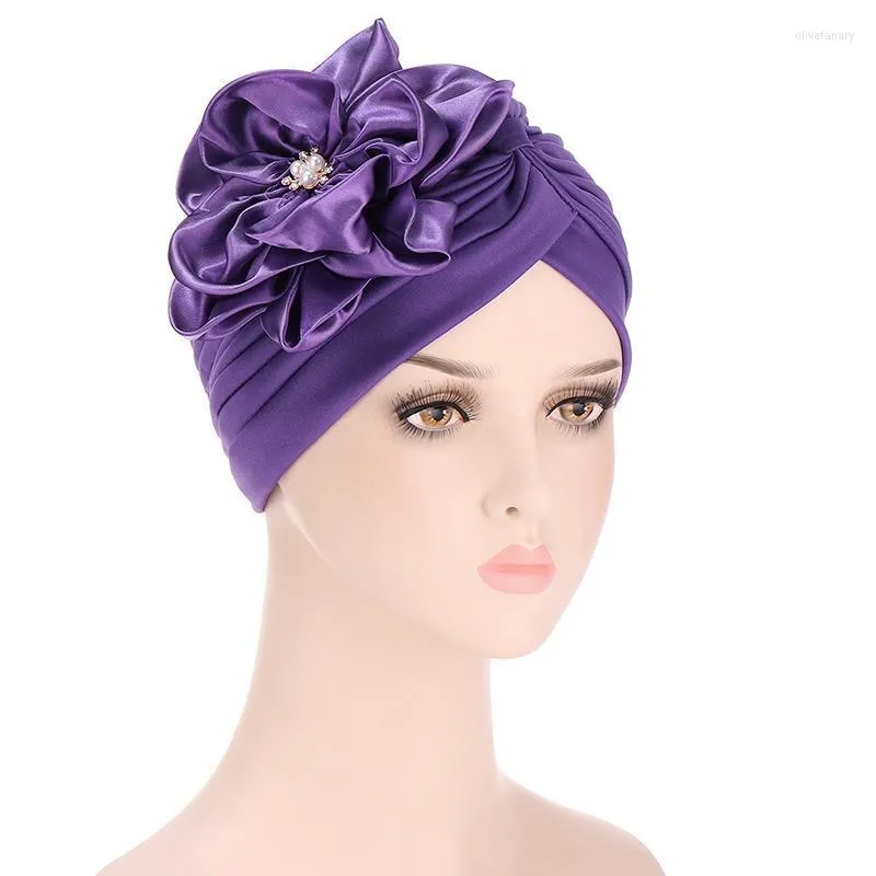 Beanies Beanie/Skull Caps Satin Flower Muslim Turban Crinkle Inner Hijab Hatソリッドコットンイスラムヘッドラップアンダースカーフキャップボンネット