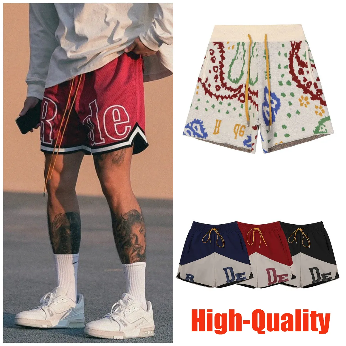 Projektant Mężczyźni Rh Limited Rhude Shorts Summer Swim Krótka długość kolan Hip High Street Sports Training Spods Beach Spodnie Męskie Elastyczne Talii