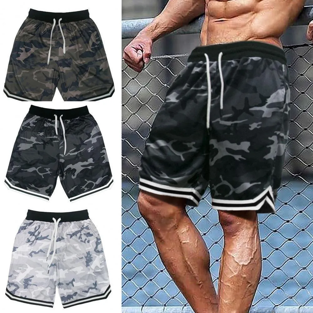 Mens Shorts Plus Size Men Fitness Shorts Camouflage Design Waist Drawstring Polyester Quick Dry Sports Board Shorts Men Casual short homme 230323