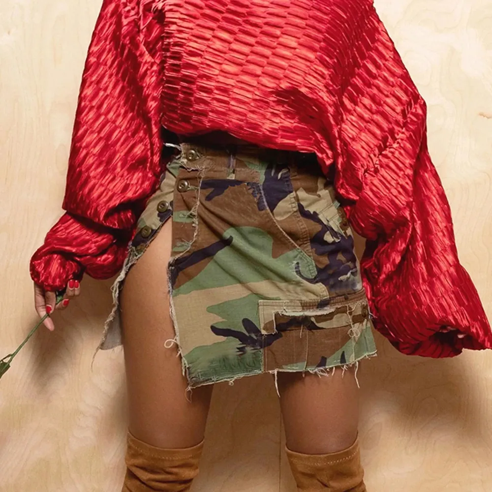 Spódnice seksowne kobiety kamuflażowe spódnica y2k print mini sukienka uliczna na vestidos 230322