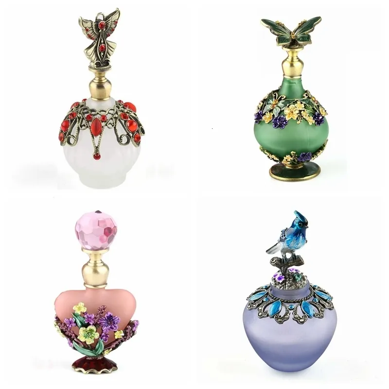 Bouteille de parfum vintage bouteille de parfum coeur forme de coeur manuel artisanal peinture petites bouteilles rechargeables vides en verre en verre décor de mariage cadeau 7color 230323