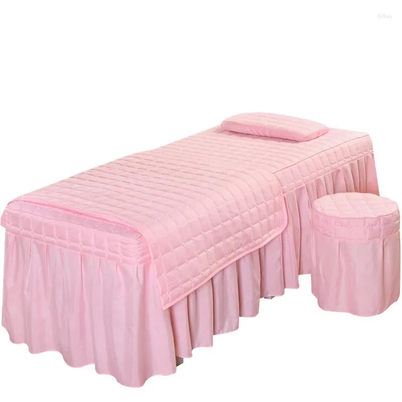 Sängkläder sätter 4st Plaid Beauty Salon Quilting Massage Spa Bed Linens Bedstrålning Kudde Däck Täcket omslag 10 färger