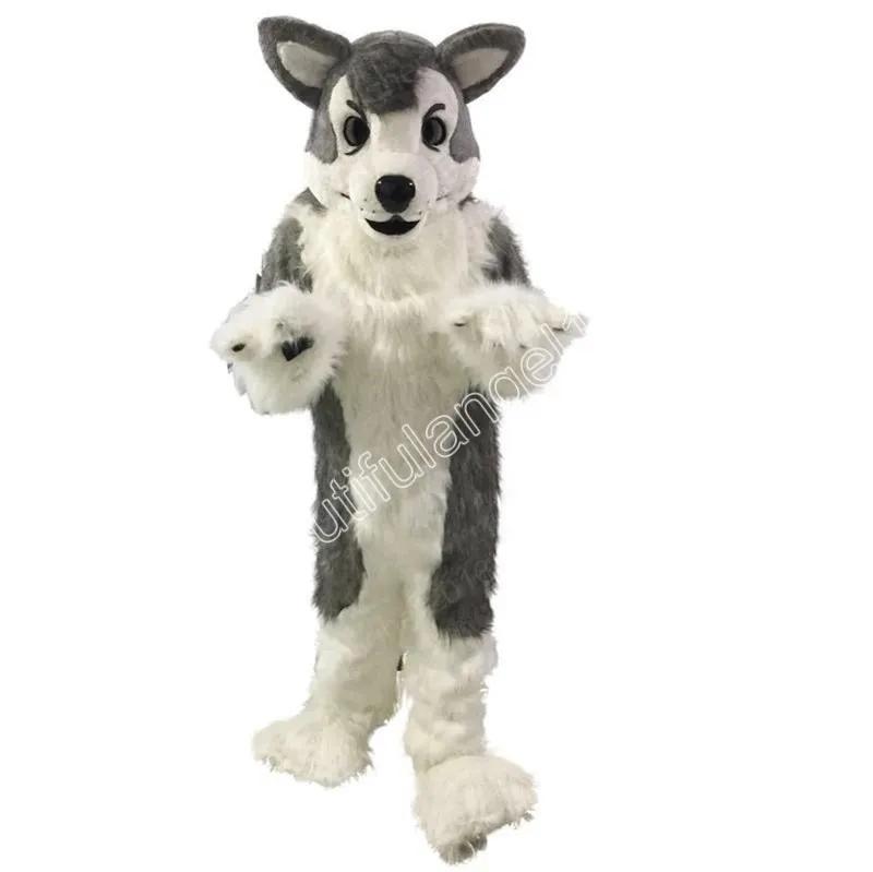 Noël gris loup Husky chien mascotte Costume personnage de dessin animé tenue Costume Halloween adultes taille fête d'anniversaire tenue de plein air caritatif