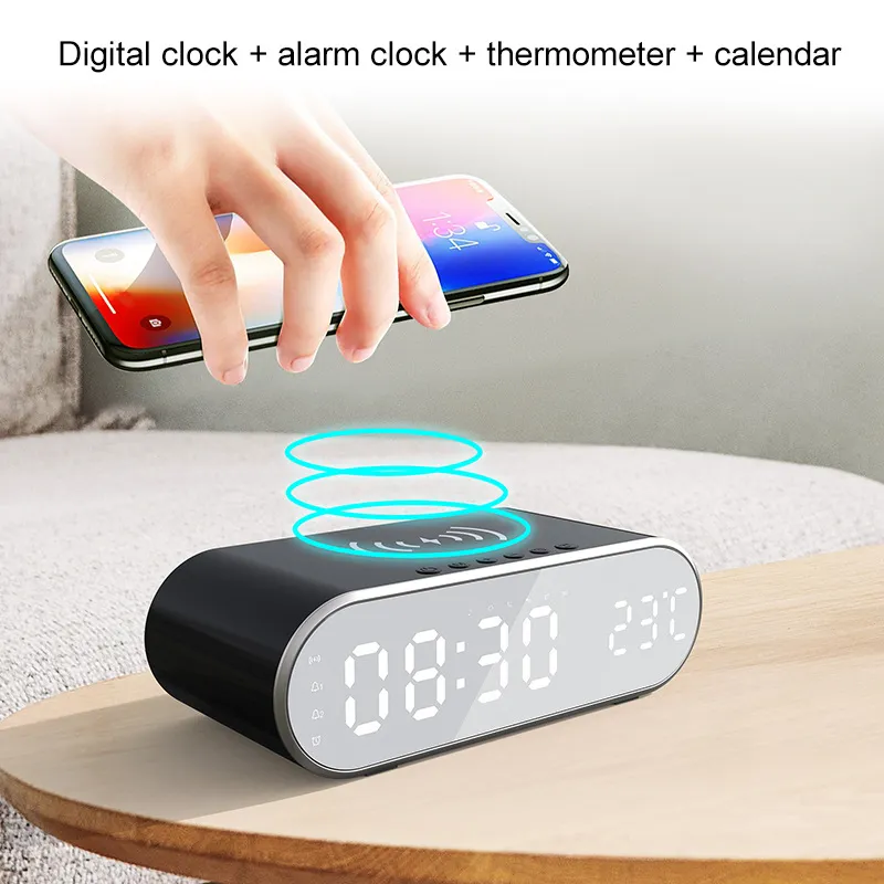 15W Wireless Charger with Alarm Clock Speaker Fast Charging Station for iPhone 11 12 13 14 s23 note 20