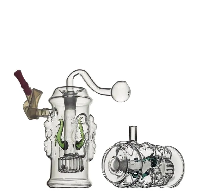 Nouveau brûleur à huile mâle de 10 mm Mini verre Bong 4 Pipes de crâne Pyrex Rires d'huile en verre Bong Bong Épais Recycleur Huile Régi pour fumer