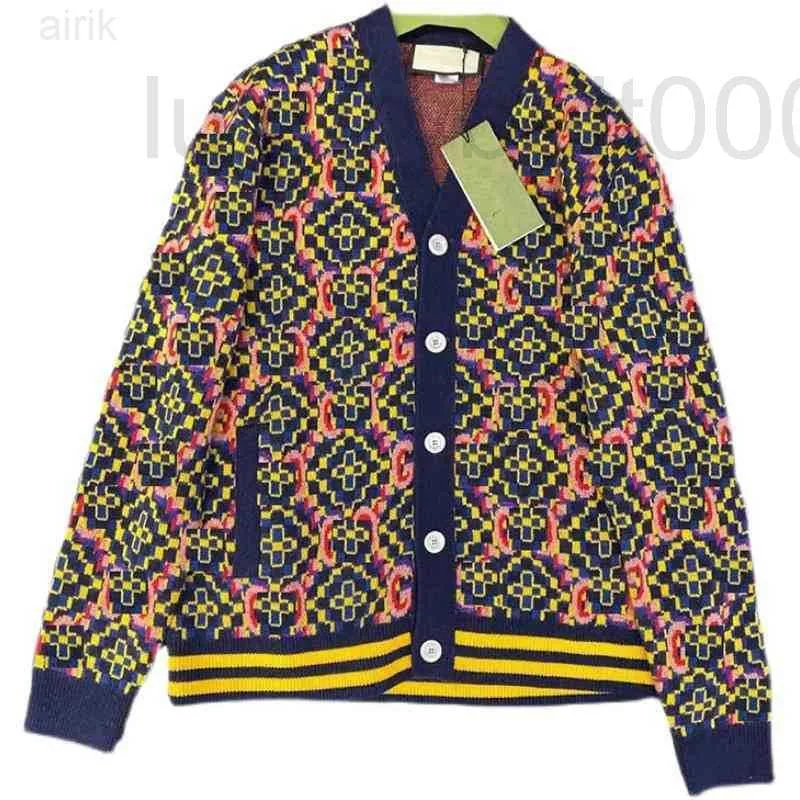 Maglioni da donna Maglioni firmati Primavera nuovo doppio bottone jacquard Cardigan scozzese a maniche lunghe elementi di contrasto di colore ad alta saturazione OOB9