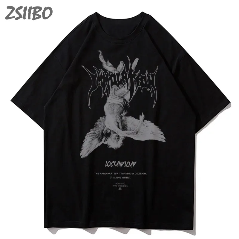 Heren T-shirts Harajuku Art Fallen Angel Heren T-shirt Zomer Cool Unisex Hip Hop Grappig Gedrukt T-shirt Casual T-shirt streetwear Tops 230323