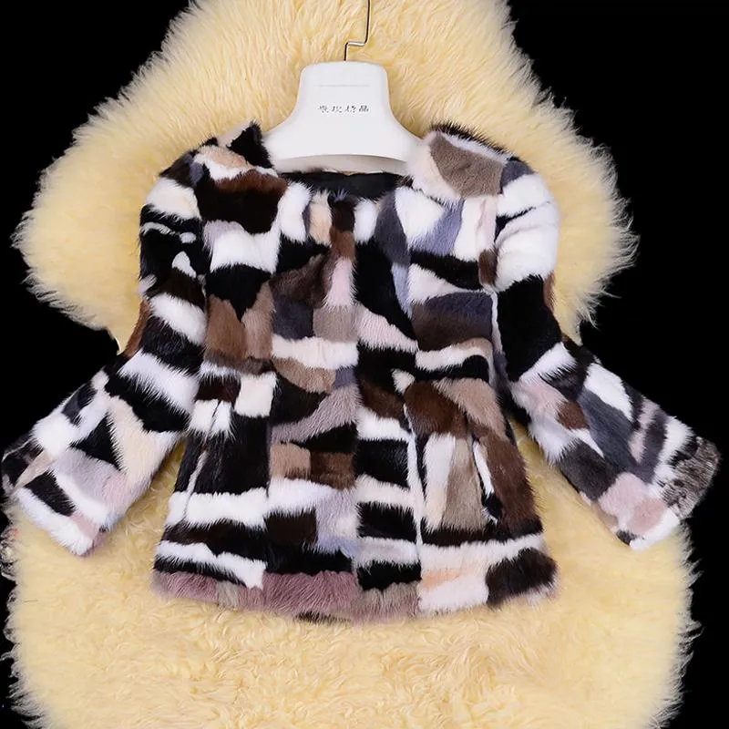 Women's Fur Faux 2023 وصول حقيقي حقيقي Mink التصميم القصير معطف مزيج الألوان الطبيعية سترة JN520