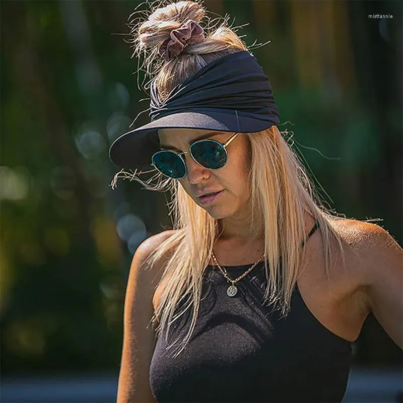 Breda Brim Hats 2023 Kvinnors sommarsolhatt Ladies Beach Elastic Sunscreen Visar för basebolltennissport