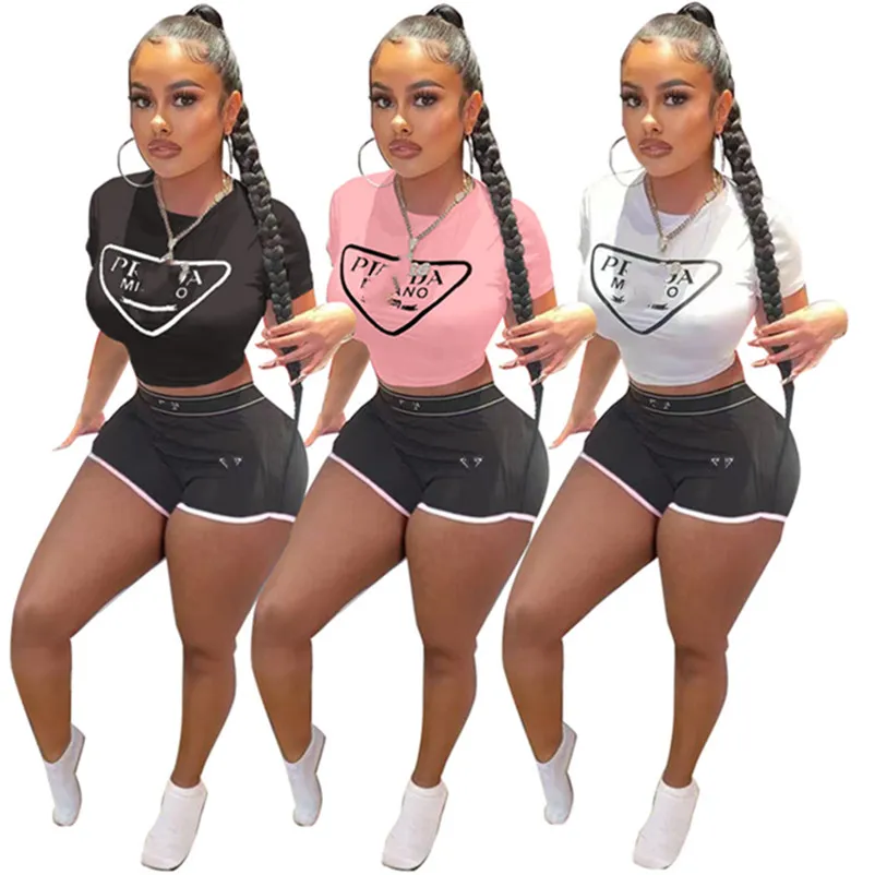 2024 Designer merk trainingspakken Zomer Dames outfits 2XL Korte mouw T-shirt zwarte shorts tweedelige set Casual Trainingspakken Joggerpakken Groothandel Kleding 9566-2