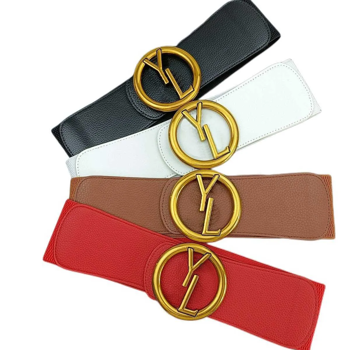 Designer Belts for Women Fashion Brand Elastic Belt Dames Luxury Letter Buckle Taille Chain Dress Accessoires Lady Tailleband Gordel Breedte 7cm