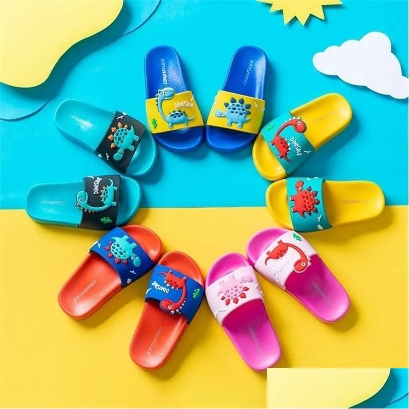 Slipper Kids Dinosaur Дети детские тапочки водонепроницаемые дышащие нельзящие мальчики девочки домашние туфли утки