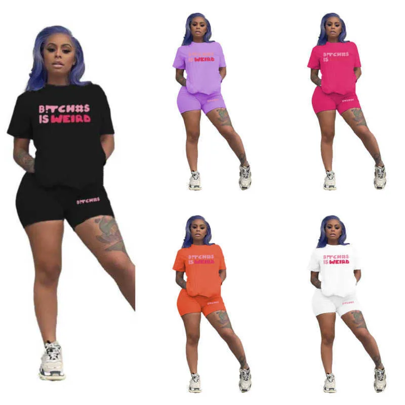 Artı Boyutlar 3XL 4XL 5XL 2023 Yaz Kadın Giysileri Spor Trailsuits İki parça set tasarımcı mürettebat boyun tişört şort