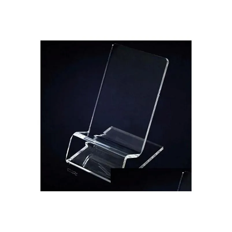 Supports de téléphone portable Universel Général Clair Support de montage en acrylique transparent Présentoir Présenté pour Samsung Cellphone Mobil Dhkiu