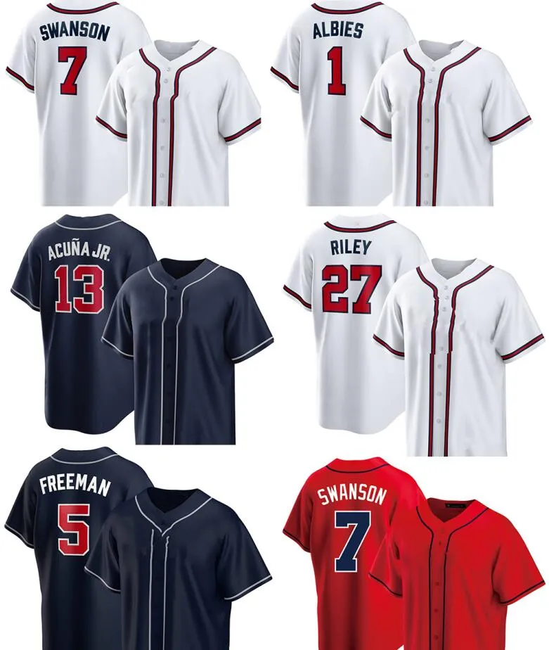 1 Albies Baseball Jerseys 7 Swanson 27 Riley 5 Freeman Kingcaps Lokala onlinebutik Fashion Dropshipping Accepterad Cool Base Jersey 23 Harris II 13 Acuna Jr.