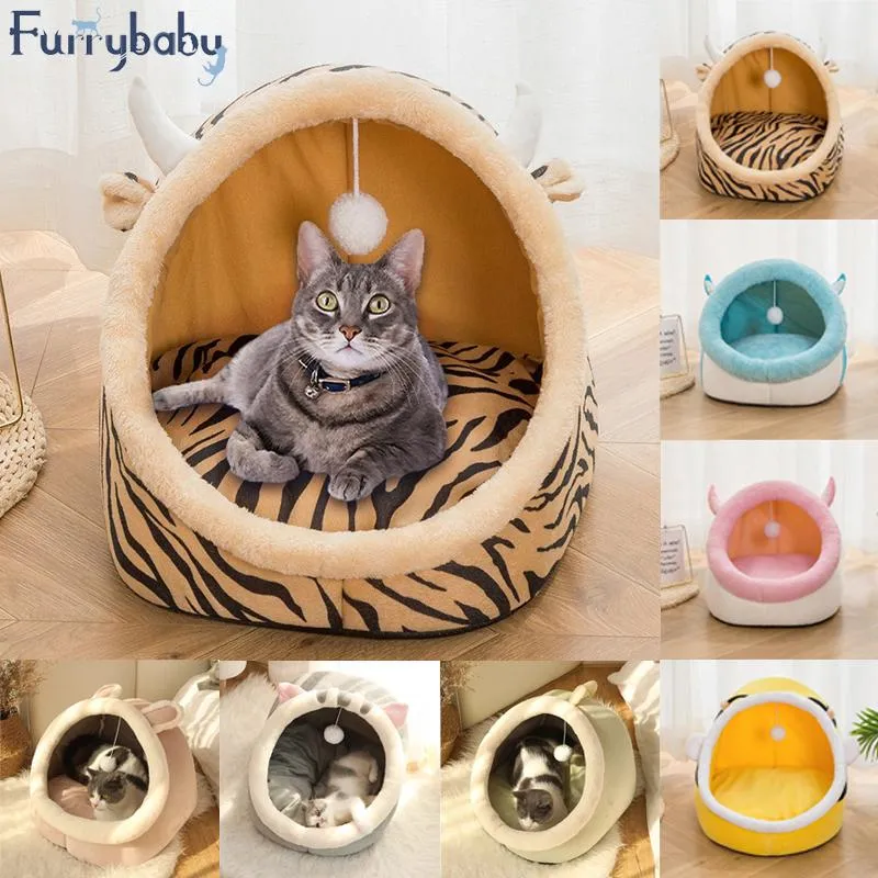 Camas de gato Móveis de gatos doces cama de casa fofa de gatinha almofada para espreguiçadeira para pequenos animais de estimação tenda de sono lavável saco de dormir cães macios cesto caverna