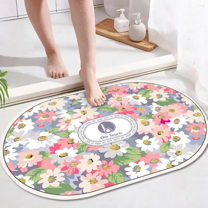 Carpets Colorful Floret DoorMat Super Absorbent Quick Drying Bath Rug Non-slip Entrance Toilet Carpet Home Decor Floor Mats