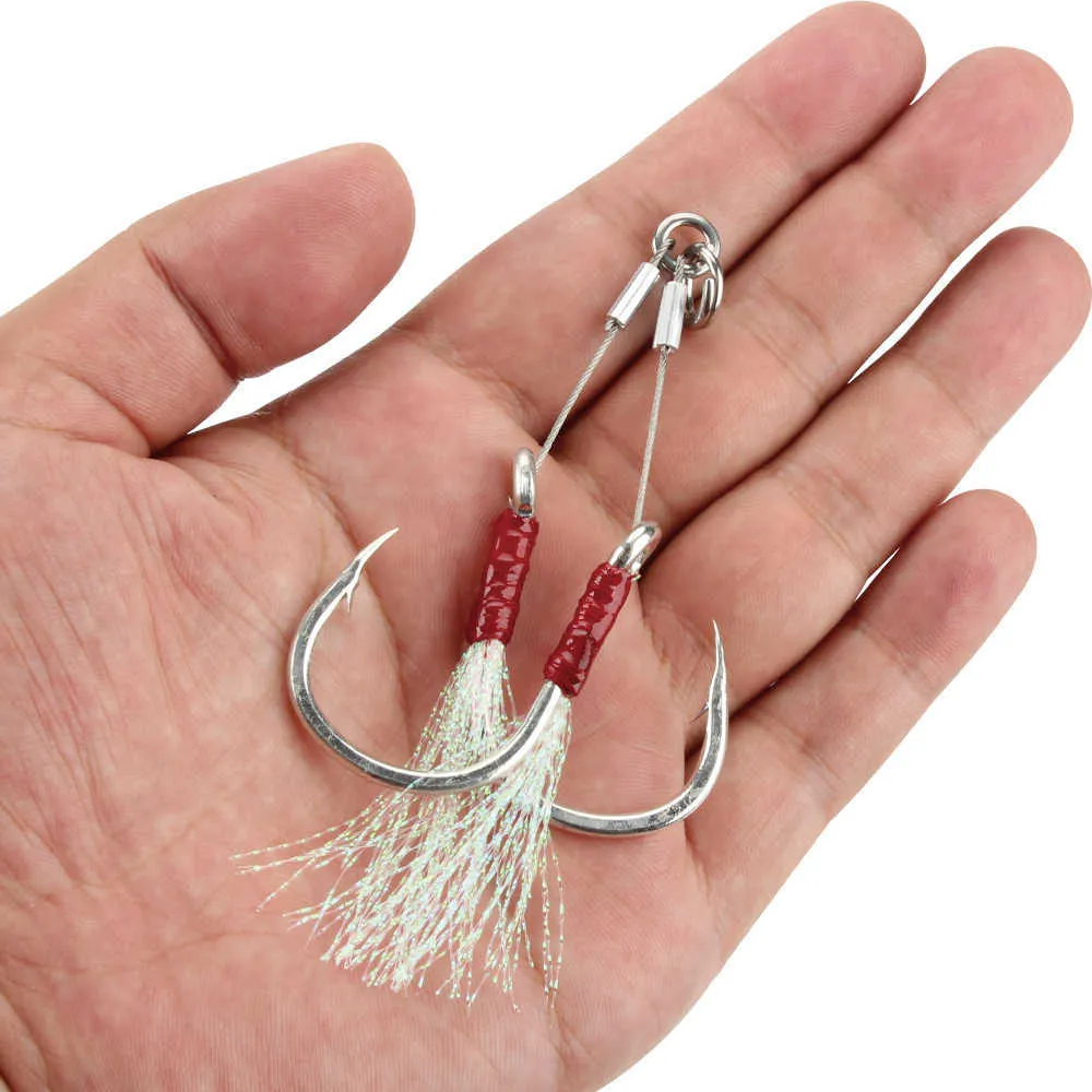 Fishing Hooks Spinpoler Double Assist Hooks Stainless Steel Wire
