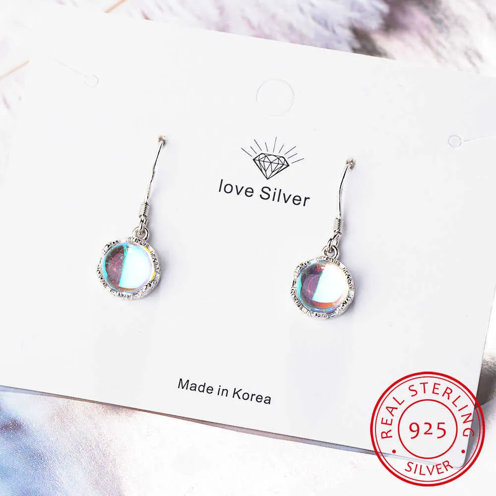 Charme nouveau 925 en argent Sterling goutte boucle d'oreille pierre de lune chaîne boucles d'oreilles pour femmes femme bijoux en argent 2019 Oorbellen Pendientes Z0323