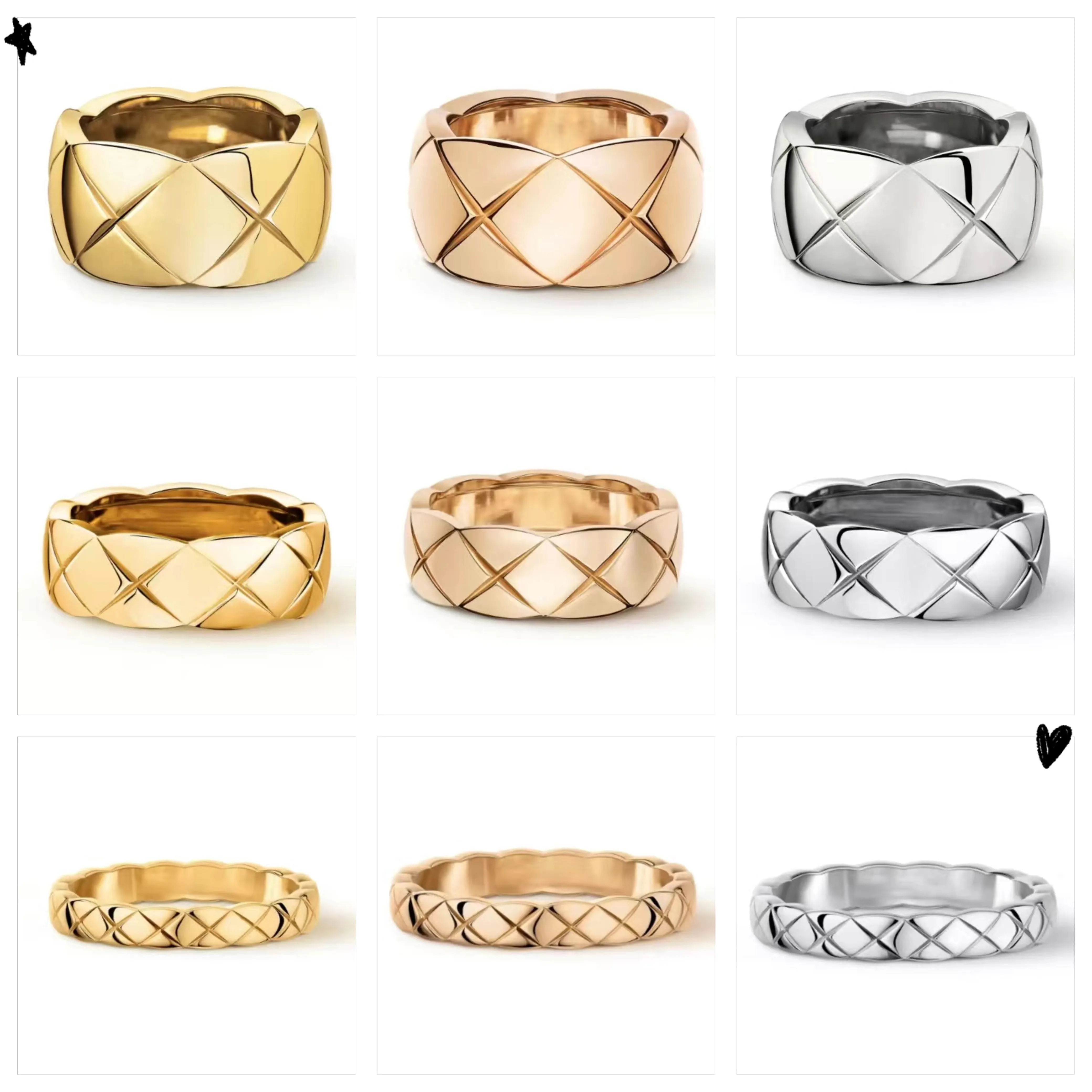 925 Silver Crush Rings With Embossed Diamonds Quilted motif In 5 versions the quilted pattern lends its graphic shapes to this original collection never lose paint