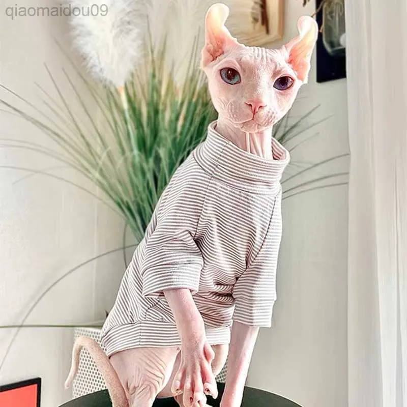 Cat Costumes Cotton Sphinx Cat Dog Clothes For Small Puppy Hairless Cat Sweatshirt Clothing Stripe Pet Costume Kittens Jumpsuit Autumn Winter AA230324