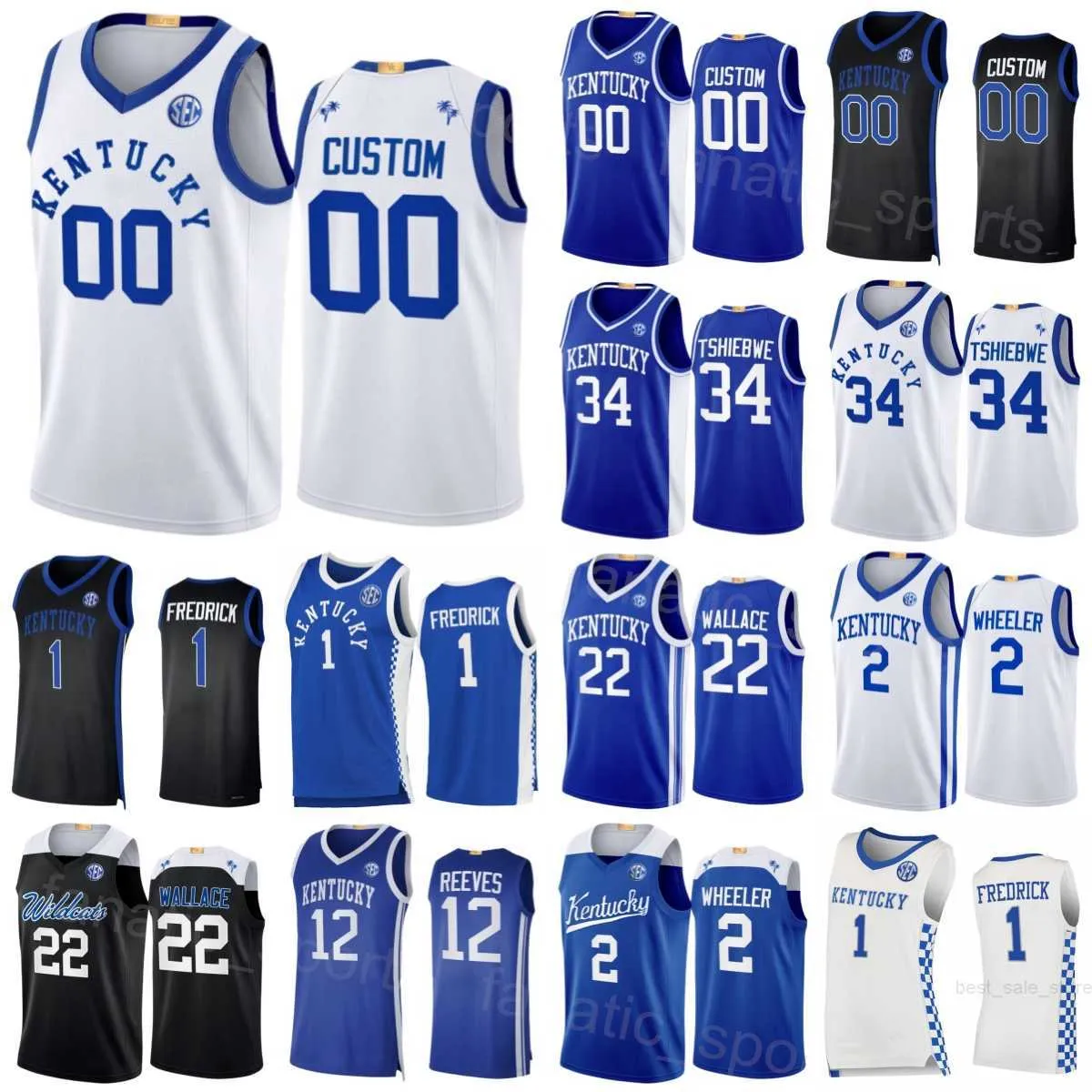 Kentucky Wildcats College 12 Maillots Antonio Reeves Basketball 0 Jacob Toppin 22 Cason Wallace 2 Sahvir Wheeler 1 CJ Fredrick 34 Oscar Tshiebwe Numéro de nom personnalisé