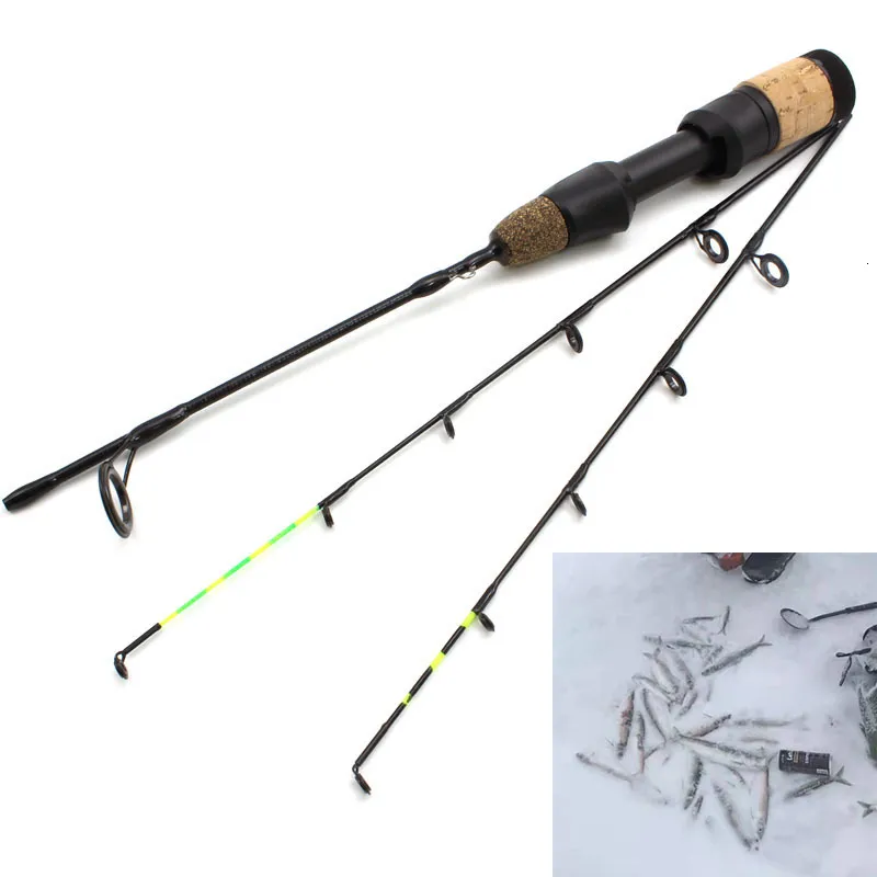 Boat Fishing Rods 58cm Winter Ice Fishing Rods 2 tips Spinning Rod Carbon Fiber Ice pole Ultra-light Carp Fishing 230324