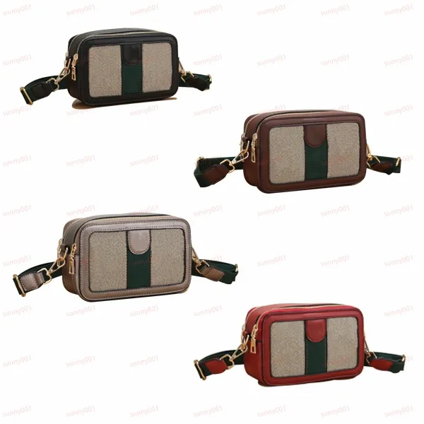Double Zipper Multi-Level Crossbody Bag Mailman's Bag Luxury Mobiltelefonpåsar Byt Pocket Designer Randig midjepaket