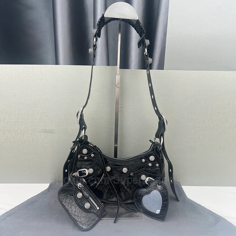 Le Cagole Motorcycle Handbagsバッグトートショルダーバッグ女性レディーデザイナー本革のクロスボディウォレット財布ポシェットヴィンテージクロコダイルデニムストーン