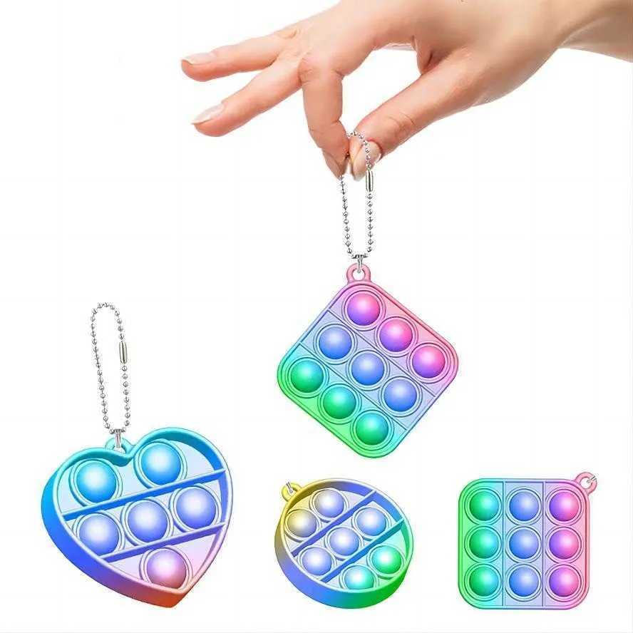 Finger Bubbles Mini Simple Dimple Keychain Ring Compression Plate Autism 2023