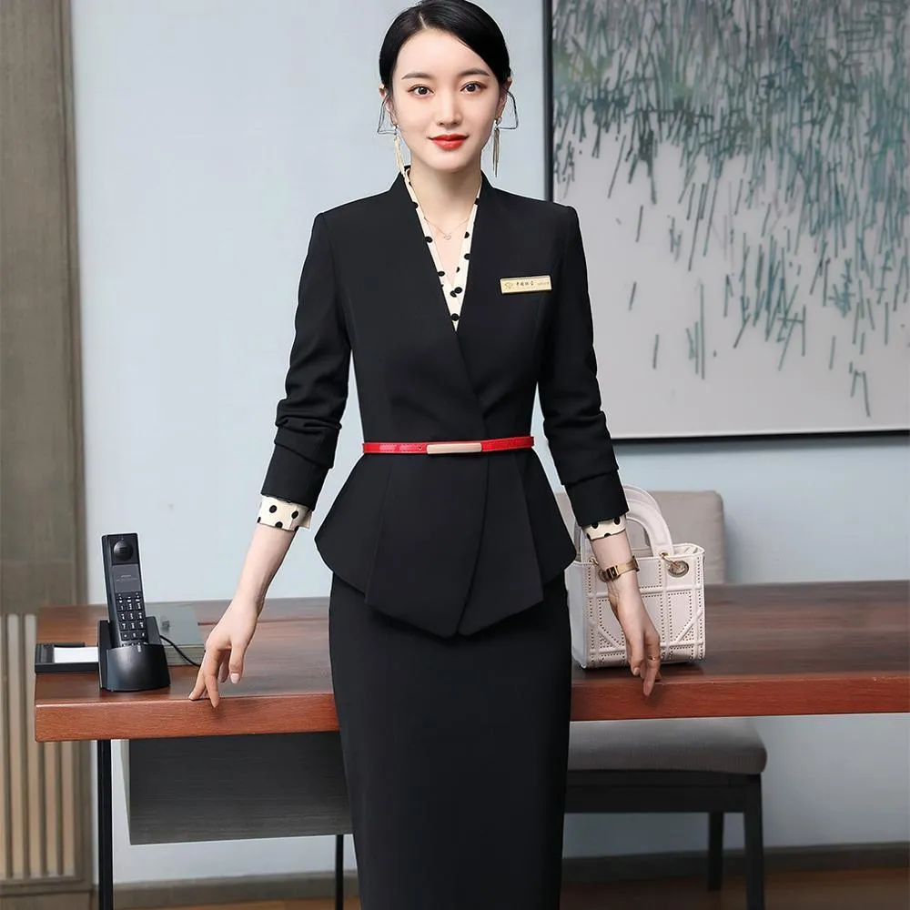 Two Piece Dres Formal Green Black Apricot Elegant Ladies Blazer And Skirt Suit High Quality Slim Business Work Wear Clothes 230324 From Mu03 130.49 DHgate.Com