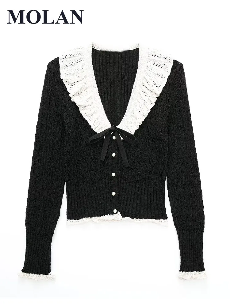 Women's Knits Tees MOLAN Vintage Woman Cardigan Fashion Long Sleeve Casual Knitted High Street Sweater Female Stylish Top 230324