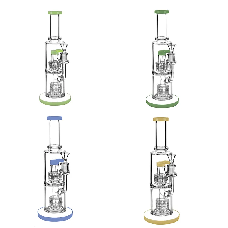 11インチのホッハスガラスボングダブルステレオマトリックスウォーターパイプ厚いガラス5mm厚さのリサイクラーバードケージボウルリグオイルダブリグ