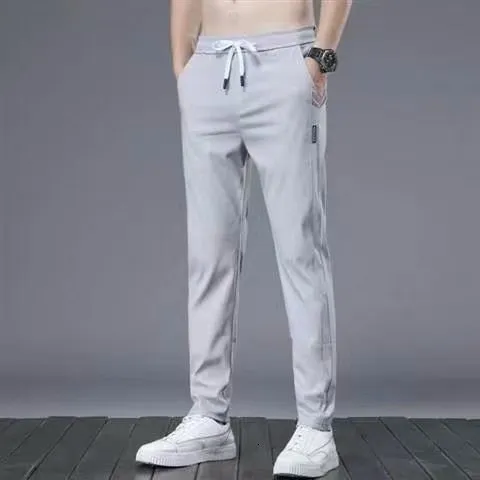 Calça masculina cor sólida masculina elástica casual lápis respirável joggers homens cargo streetwear 230324