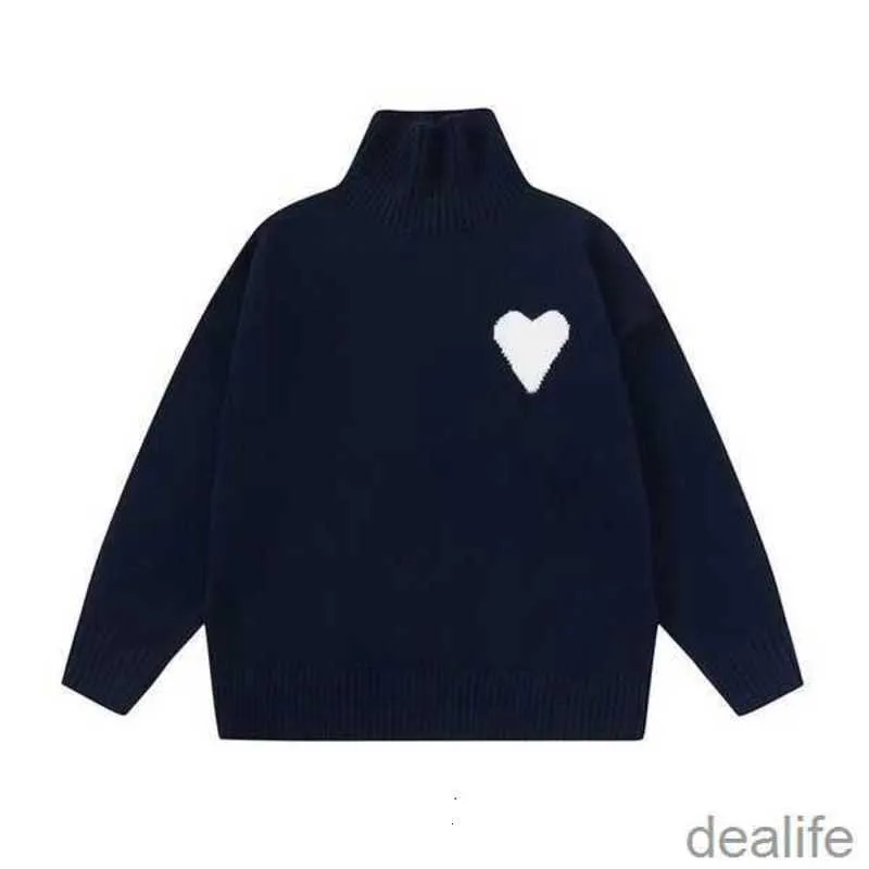 2023 designers de moda de colarinho alto amis sweater homem mulher giraneck suéters marcas de luxo cardigan malha o pescoço feminino letra de manga longa zb7l
