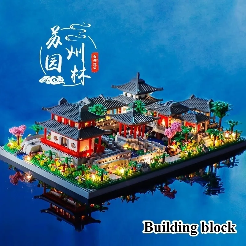 Blocks China Suzhou Classic Garden Series Famous Building Block Set 1800  Pcs Mini Bricks Model Toy for Children and Adults m230323