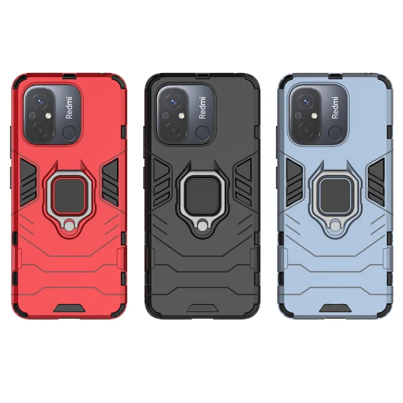 Car Holder Magnet Suction Cases For Samsung A24 Xiaomi 13 Lite Redmi K60SE K60 12C Note 12 4G Hard PC TPU Metal Finger Ring Defender Hybrid Shockproof Phone Back Skin