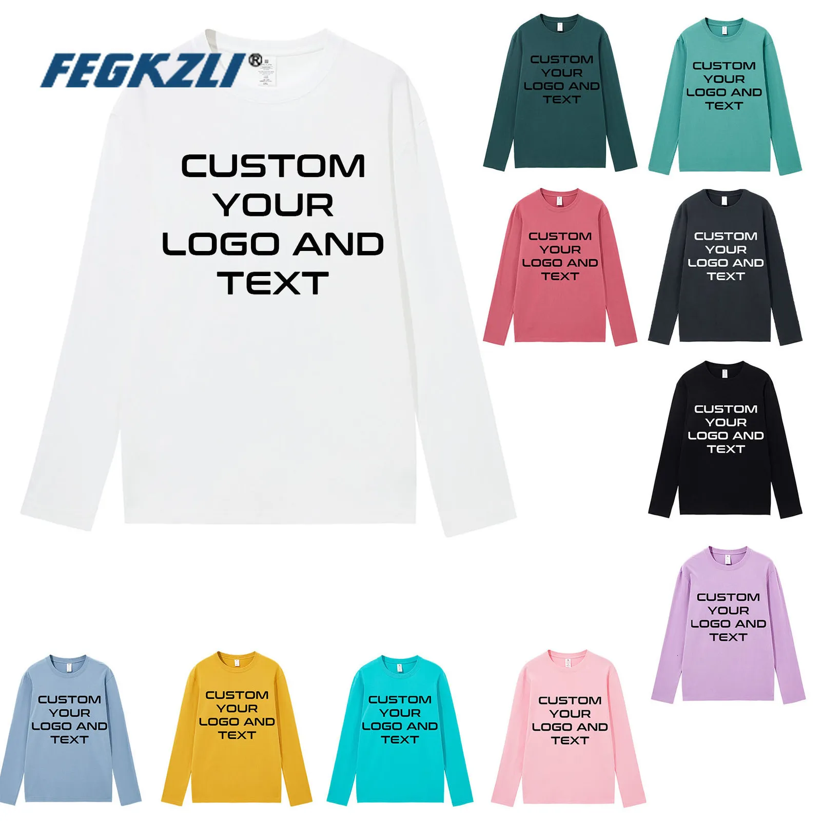 Mens Tshirts 100% Cotton Custom Long Sleeve T Shirt gör din designtext män kvinnor skriva ut original design av hög kvalitet gåvor tshirt 230323