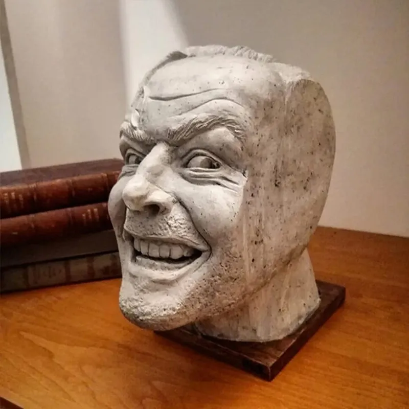 装飾的なオブジェクト図形ここに輝く樹脂デスクトップオーナメントブックエンドライブラリのジョニーの彫刻がありますおかしな顔の本の棚像彫像ホームH58c 230324