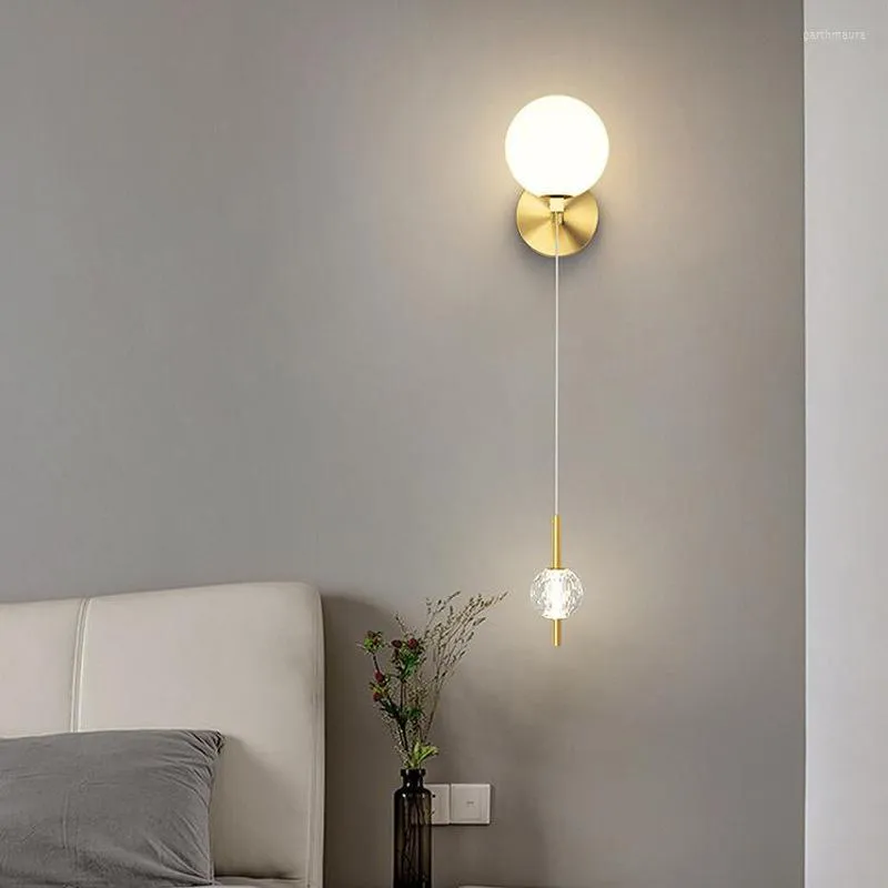 Vägglampor retro golvlampa glas boll modern fjäder kandelabra