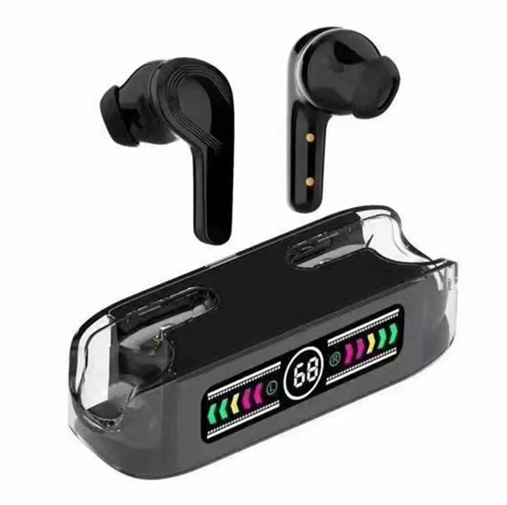 M12 Max Casque sans fil Affichage numérique transparent TWS Bluetooth 5.3 Écouteurs Touch Control Sport Casque Stéréo Écouteurs pour téléphone portable Android iPhone