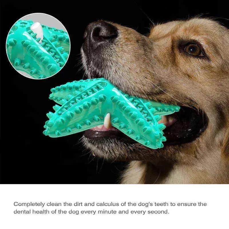 Starfish Dog Chew Squeaky Toy Large Dog Toothbrush Interactive Pet Toy Dental Care Tooth Cleaning Molar Stick Elastic Doggy Toys