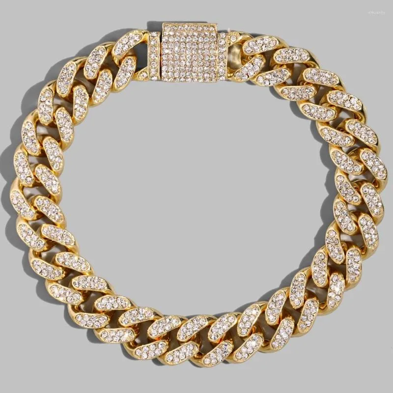 Anklets Iced Out Bling Miami Cuban Chain For Women Gold Silver Color Full Rhinestones Paved Chunky Ankle Bracelet Hip Hop Jewely