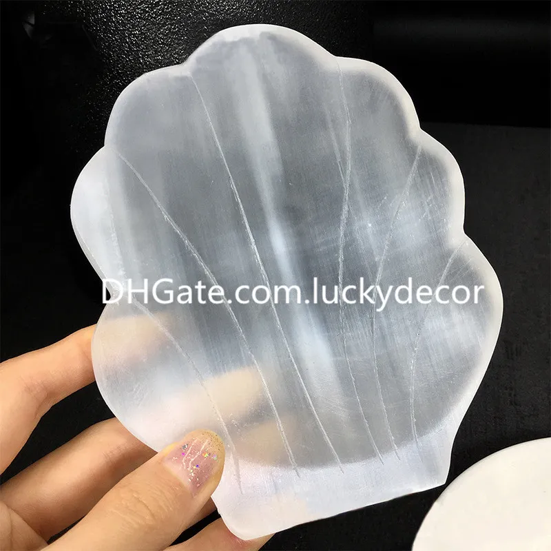 Natural Vibrational Energy Selenite Shell Bowl Gifts Quartz Crystal Charging Plate Cleanse Purify Align Gypsum Ritual Alter Dish Satin Spar Gemstone Ashtray Decor