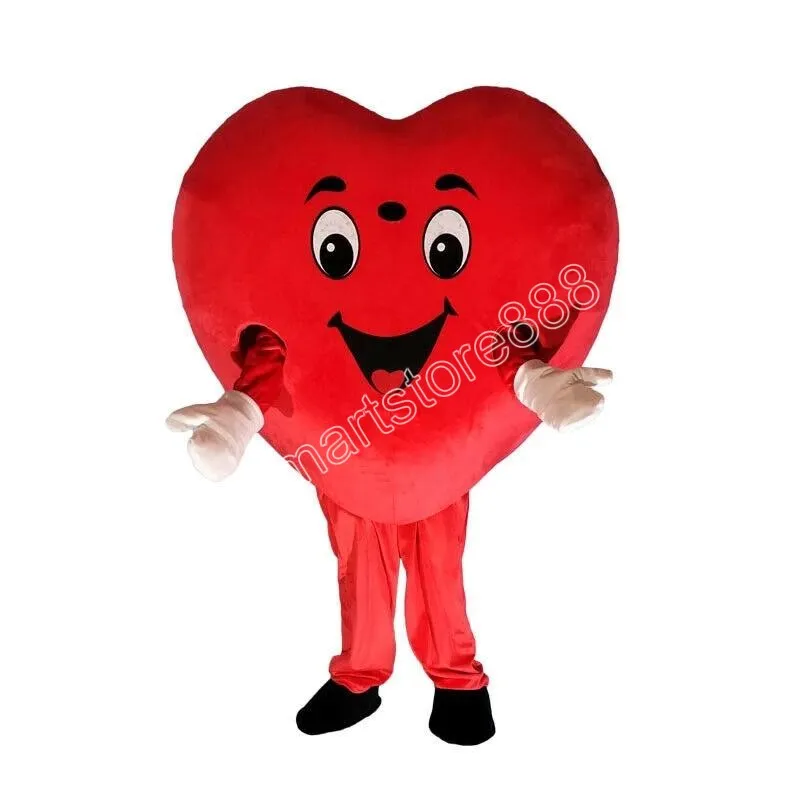 Costumes de mascotte d'amour de coeur rouge de taille adulte thème animé mascotte de dessin animé personnage Costume de fête de carnaval d'halloween