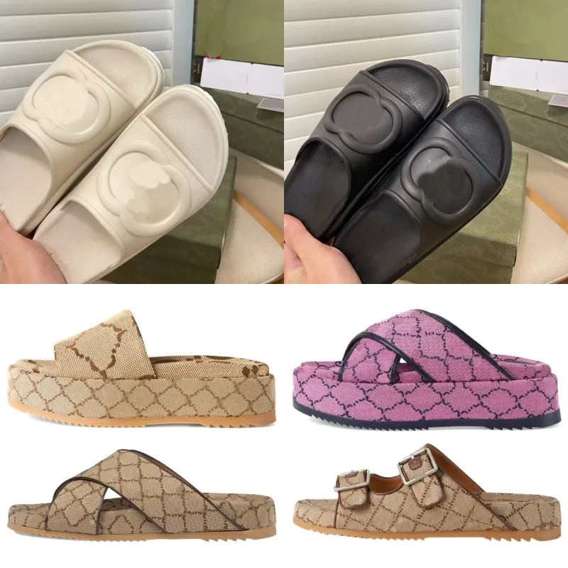 Sandali da donna classici di design Pantofole da uomo Infradito estive Infradito di lusso Fondo piatto spesso Ricamato stampato in pelle di gomma gelatina Scarpe eleganti da donna