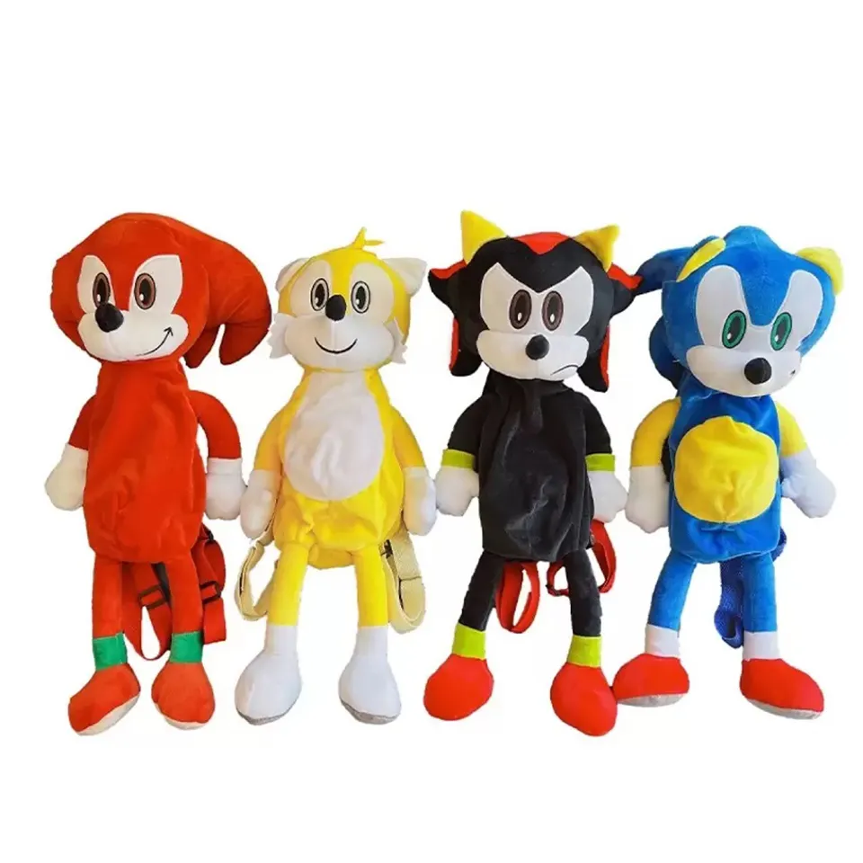 60cm 3D Sonic model plush backpacks toys Hedgehog Figure Short plush school bags Go shopping Deco bag Children man woman outdoor Toy